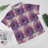 Geometric Pattern Button-Down Shirt with pocket