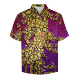 Embossed Rustic Rocks Faux Linen Button Down Shirt with Chest Pocket