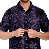 Embossed Purple Velvet Button Down Shirt 9