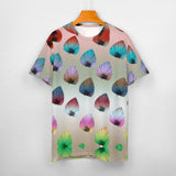 Gradient Leaves Pattern Cotton T-Shirt