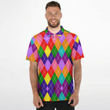 Rainbow Argyle Polo Shirt
