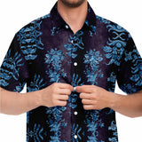Embossed Blue Velvet Button Down Shirt 9