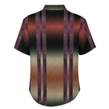 Gradient Linen Double Side Stripe Pattern Faux Linen Button Down Shirt with chest pocket 3