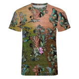 Embossed Green Foliage pattern Cotton T-Shirt 2