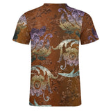 Embossed Flower Pattern Cotton T-Shirt 7
