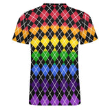 Pride Rainbow Colors Argyle Cotton T-Shirt 2