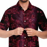 Embossed Claret Velvet Button Down Shirt 10