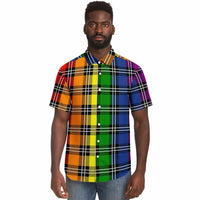 Rainbow Plaid Button Down Shirt