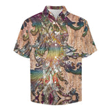 Embossed Rustic Design Faux Linen Button Down Shirt with Chest Pocket 13