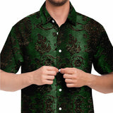 Embossed Black Velvet Button Down Shirt 7