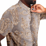 Embossed Champagne Velvet Button Down Shirt 5