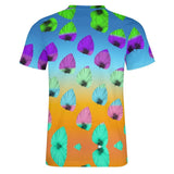 Gradient Leaves Pattern Cotton T-Shirt 2