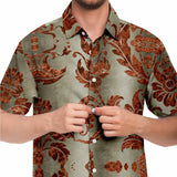 Embossed Russet Velvet Button Down Shirt 4
