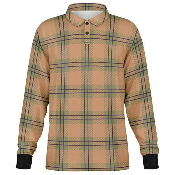 Earth Plaid Long Sleeve Polo