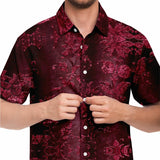 Embossed Claret Velvet Button Down Shirt 8