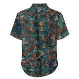 Tortoise Shell Pattern Faux Linen Button Down Shirt with Chest Pocket 2