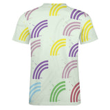 Unisex Half Rainbow Pattern Big Print Cotton T-Shirt