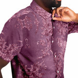 Embossed Pink Velvet Button Down Shirt 4