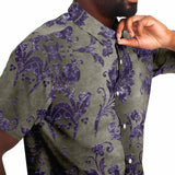 Embossed Purple Velvet Button Down Shirt 3