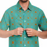 Turquoise Sand Wave Circle Button Down