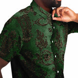 Embossed Black Velvet Button Down Shirt 7