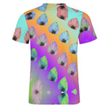 Gradient Leaves Pattern Cotton T-Shirt 6