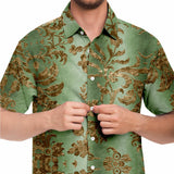 Embossed Gold Velvet Button Down Shirt 8
