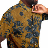 Embossed Gold Velvet Button Down Shirt 11