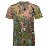 Embossed Wooden Botanical pattern cotton t-shirt 5