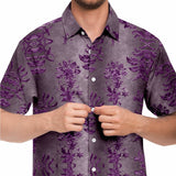 Embossed Purple Velvet Button Down Shirt 4