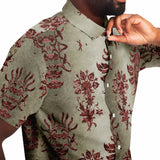 Embossed Russet Velvet Button Down Shirt 3