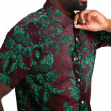 Embossed Teal Velvet Button Down Shirt 10