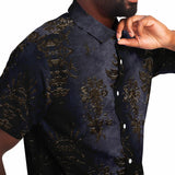 Embossed Black Velvet Button Down Shirt 4