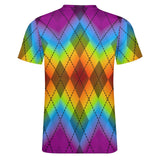 Rainbow Gradient Pride Argyle Cotton T-Shirt