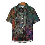 Embossed Rustic Design Faux Linen Button Down Shirt with Chest Pocket 5