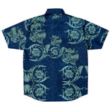 Embossed Blue Velvet Button Down Shirt 11