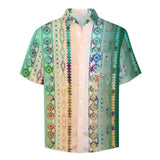 Tribal Pattern Faux Linen Shirt with pocket 11