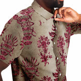 Embossed Claret Velvet Button Down Shirt 3