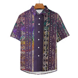Tribal Pattern Faux Linen Shirt with pocket