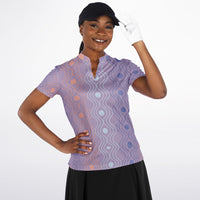 Women's Patterned Stand Up Collar Polo