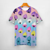Gradient Leaves Pattern Cotton T-Shirt 3