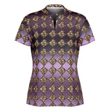 Women's Jewel Pattern Stand Up Collar Polo