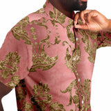 Embossed Gold Velvet Button Down Shirt 9