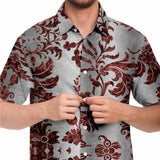 Embossed Russet Velvet Button Down Shirt 2