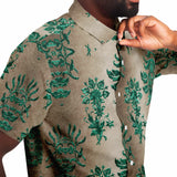 Embossed Teal Velvet Button Down Shirt 4