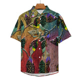 Embossed Leaf Texture Pattern Faux Linen Button Down Shirt with chest pocket 2