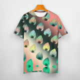 Gradient Leaves Pattern Cotton T-Shirt 2