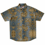 Embossed Gold Velvet Button Down Shirt 5