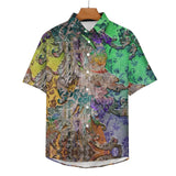 Embossed Rustic Design Faux Linen Button Down Shirt with Chest Pocket 6