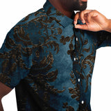 Embossed Black Velvet Button Down Shirt 5